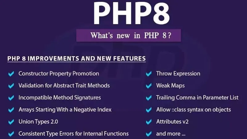 PHP 8 nhiều cải tiến cả về ngữ pháp lẫn hiệu năng